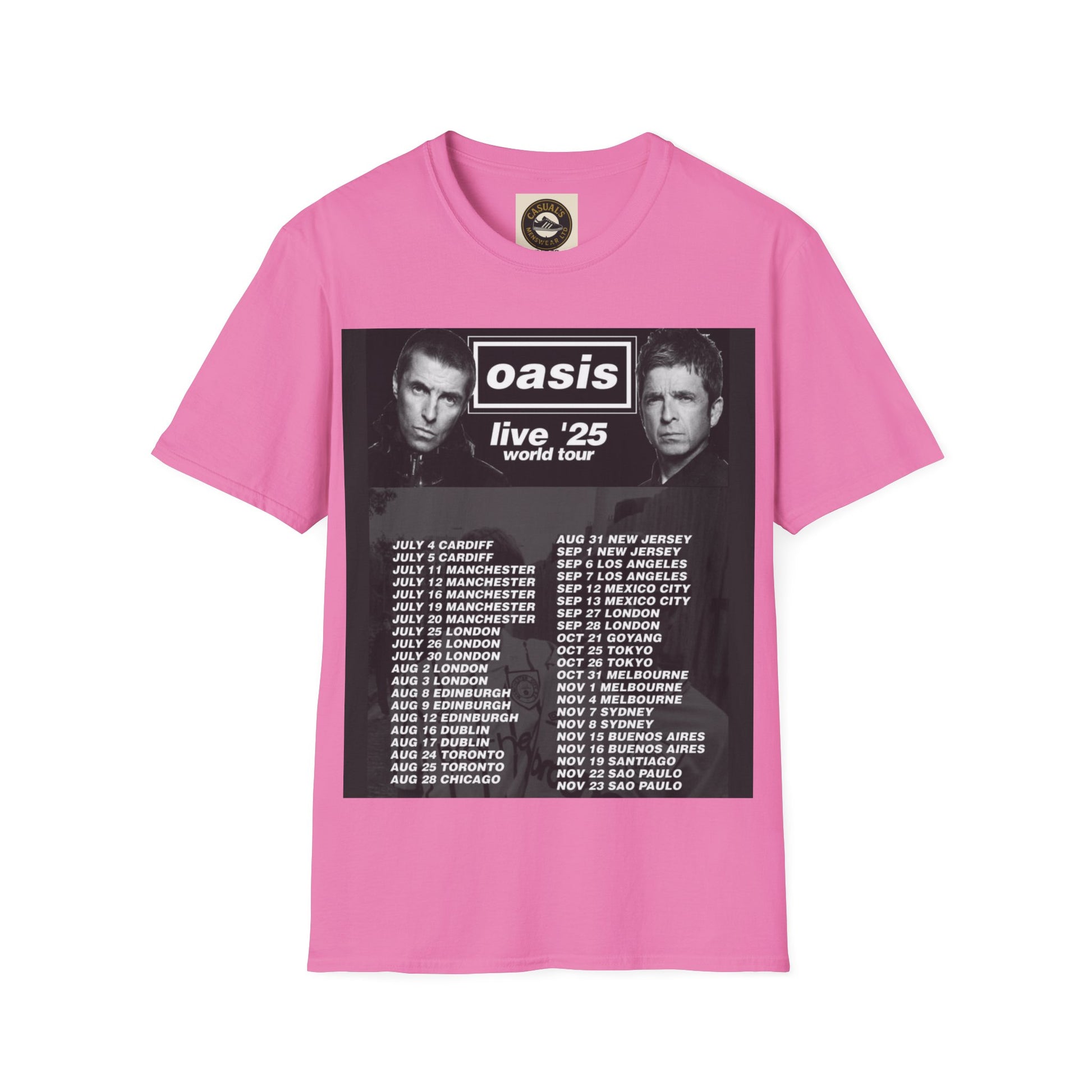 Oasis Live '25 Unisex Softstyle T-Shirt, Concert Shirt, Music Apparel, Vintage Band Tee, Gift for Fans, Rock & Roll Merchandise