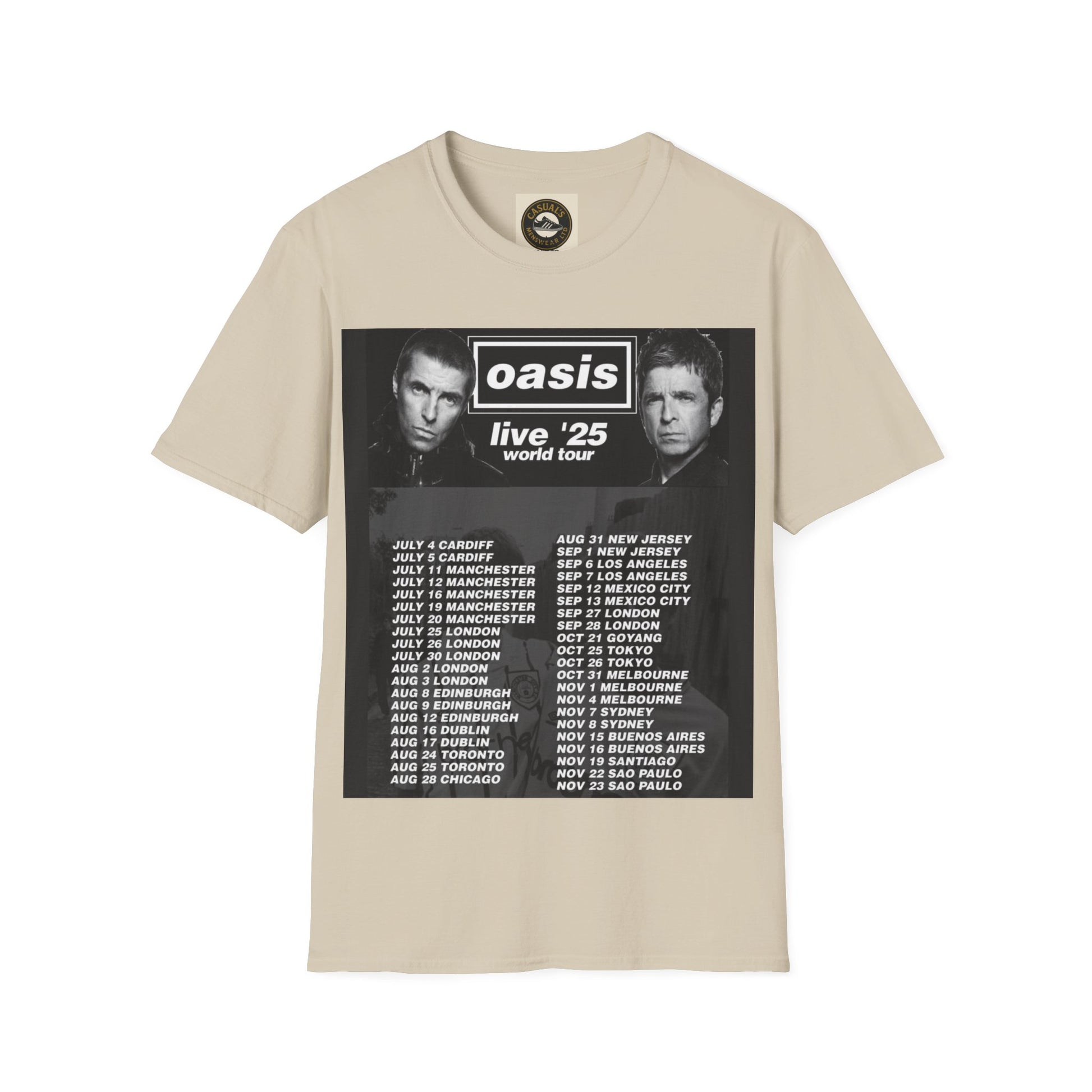 Oasis Live '25 Unisex Softstyle T-Shirt, Concert Shirt, Music Apparel, Vintage Band Tee, Gift for Fans, Rock & Roll Merchandise