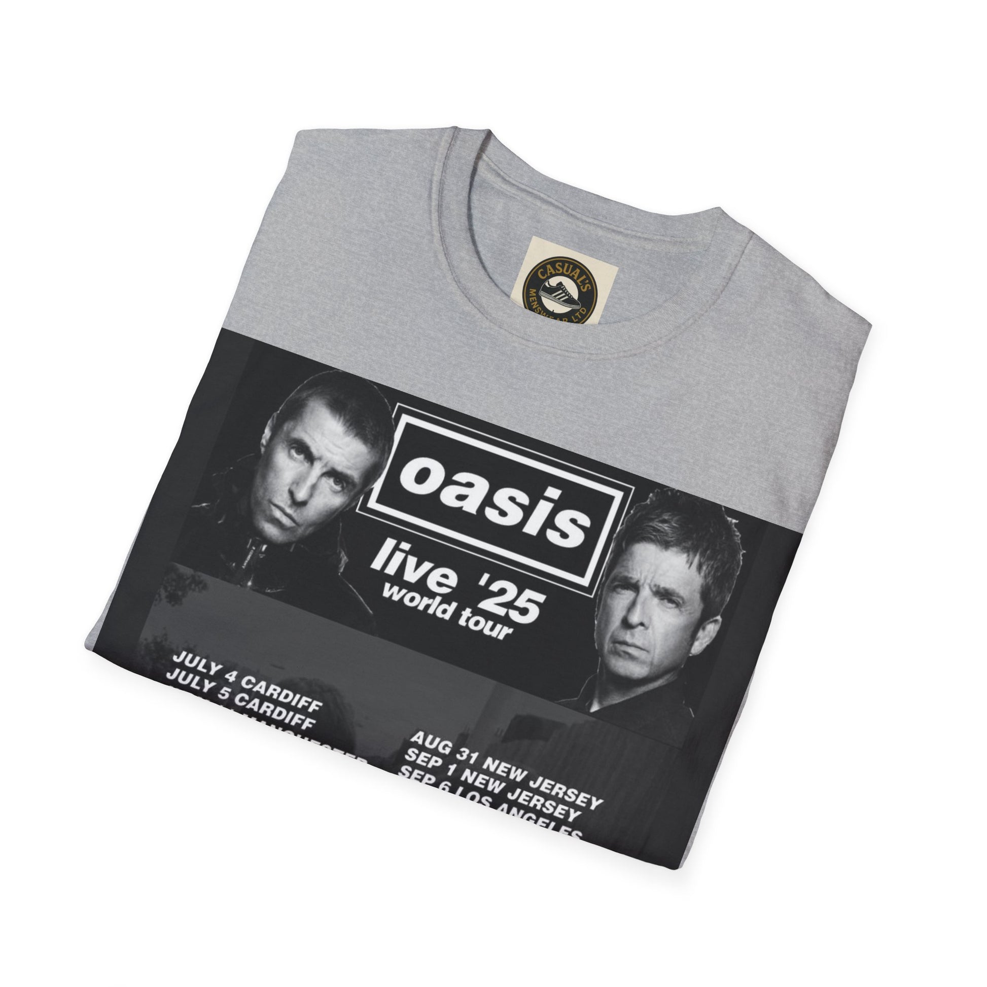 Oasis Live '25 Unisex Softstyle T-Shirt, Concert Shirt, Music Apparel, Vintage Band Tee, Gift for Fans, Rock & Roll Merchandise
