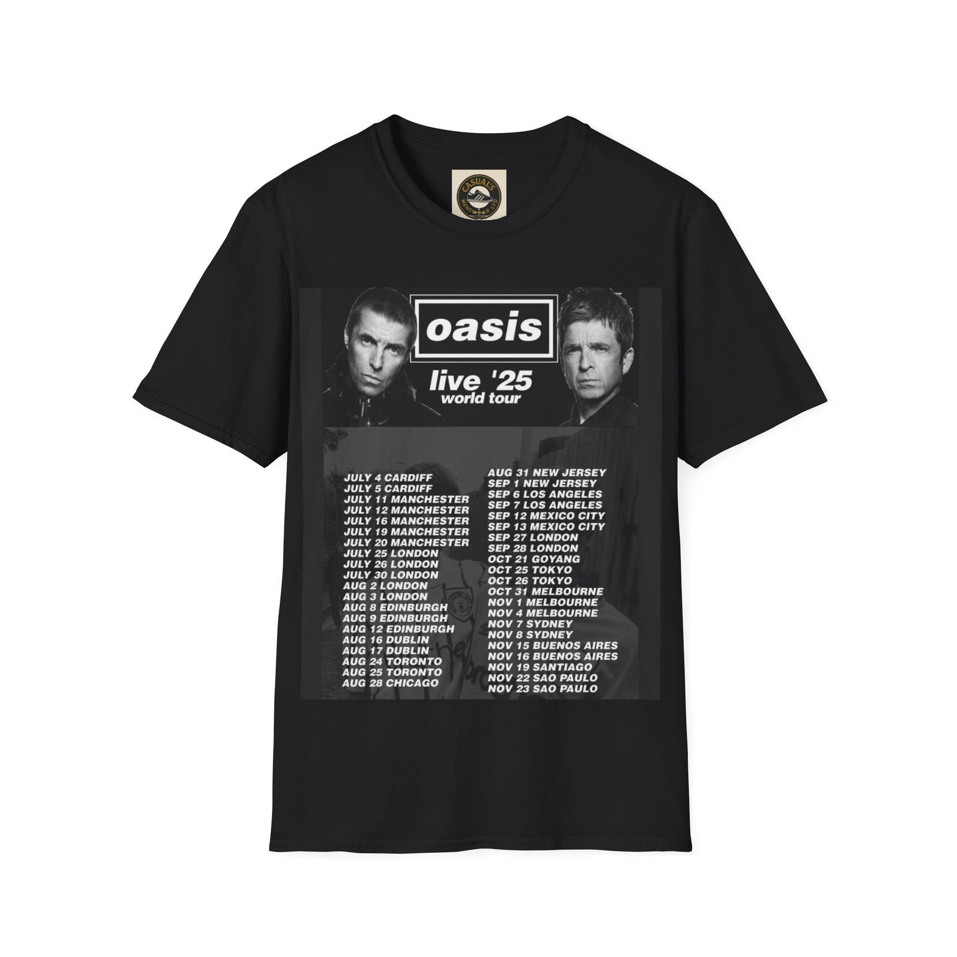 Oasis Live '25 Unisex Softstyle T-Shirt, Concert Shirt, Music Apparel, Vintage Band Tee, Gift for Fans, Rock & Roll Merchandise