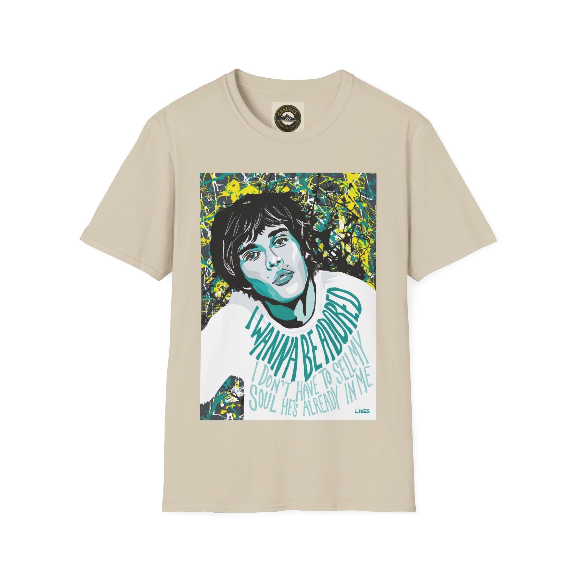 Stone Rosed I wanna Be Adored Unisex Softstyle T-Shirt with Artistic Design - "I Wanna Be Dressed" - Casual Tee for Creative Souls, Gift for Art Lovers, Music [...]