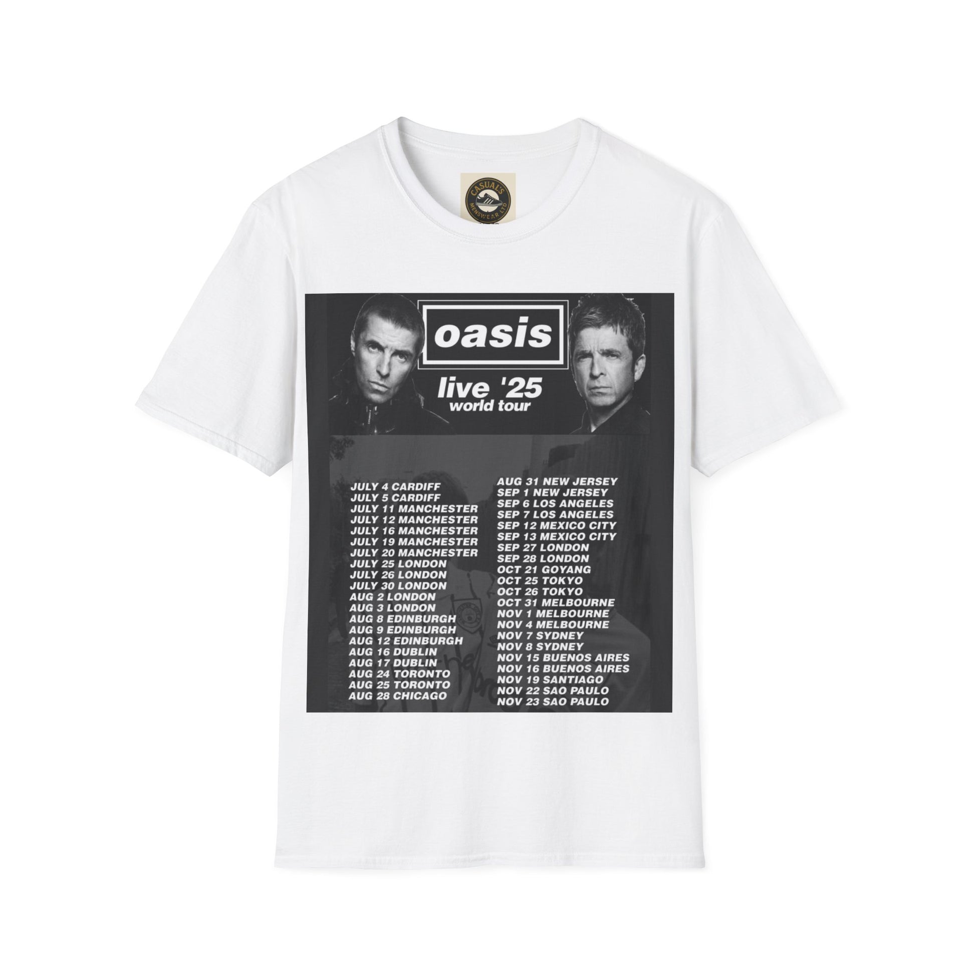 Oasis Live '25 Unisex Softstyle T-Shirt, Concert Shirt, Music Apparel, Vintage Band Tee, Gift for Fans, Rock & Roll Merchandise