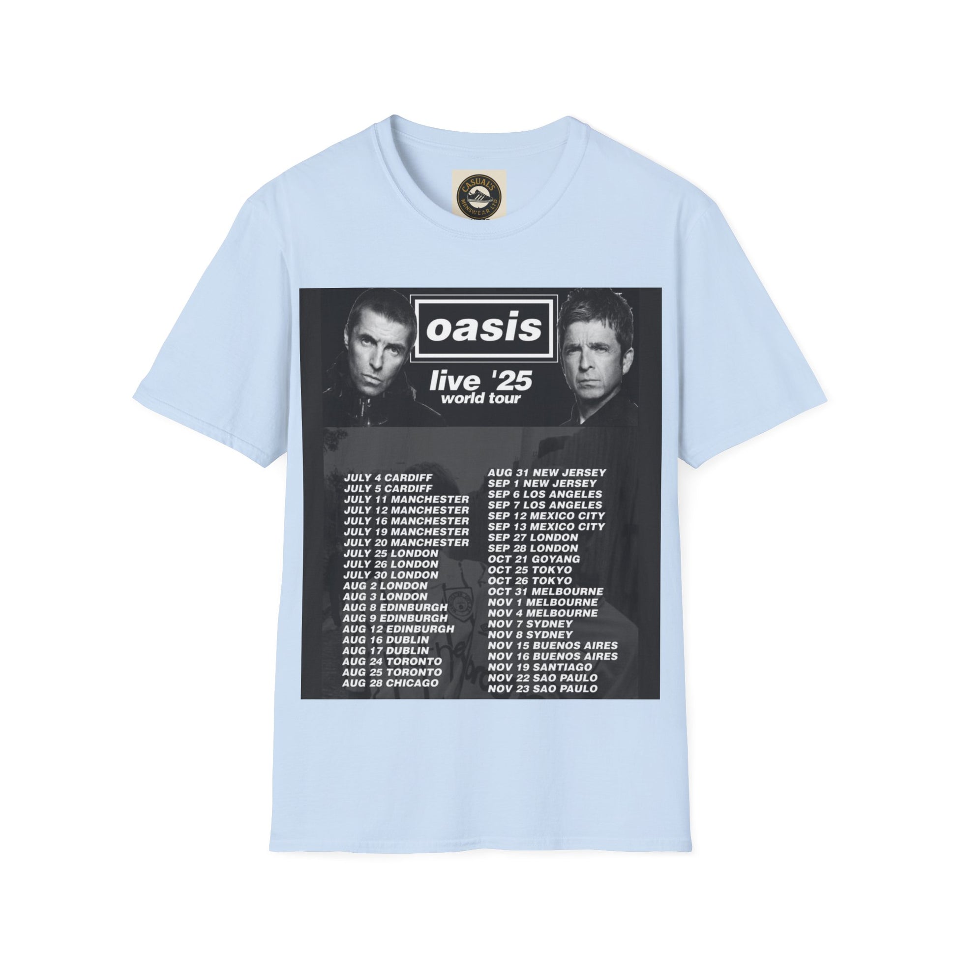 Oasis Live '25 Unisex Softstyle T-Shirt, Concert Shirt, Music Apparel, Vintage Band Tee, Gift for Fans, Rock & Roll Merchandise