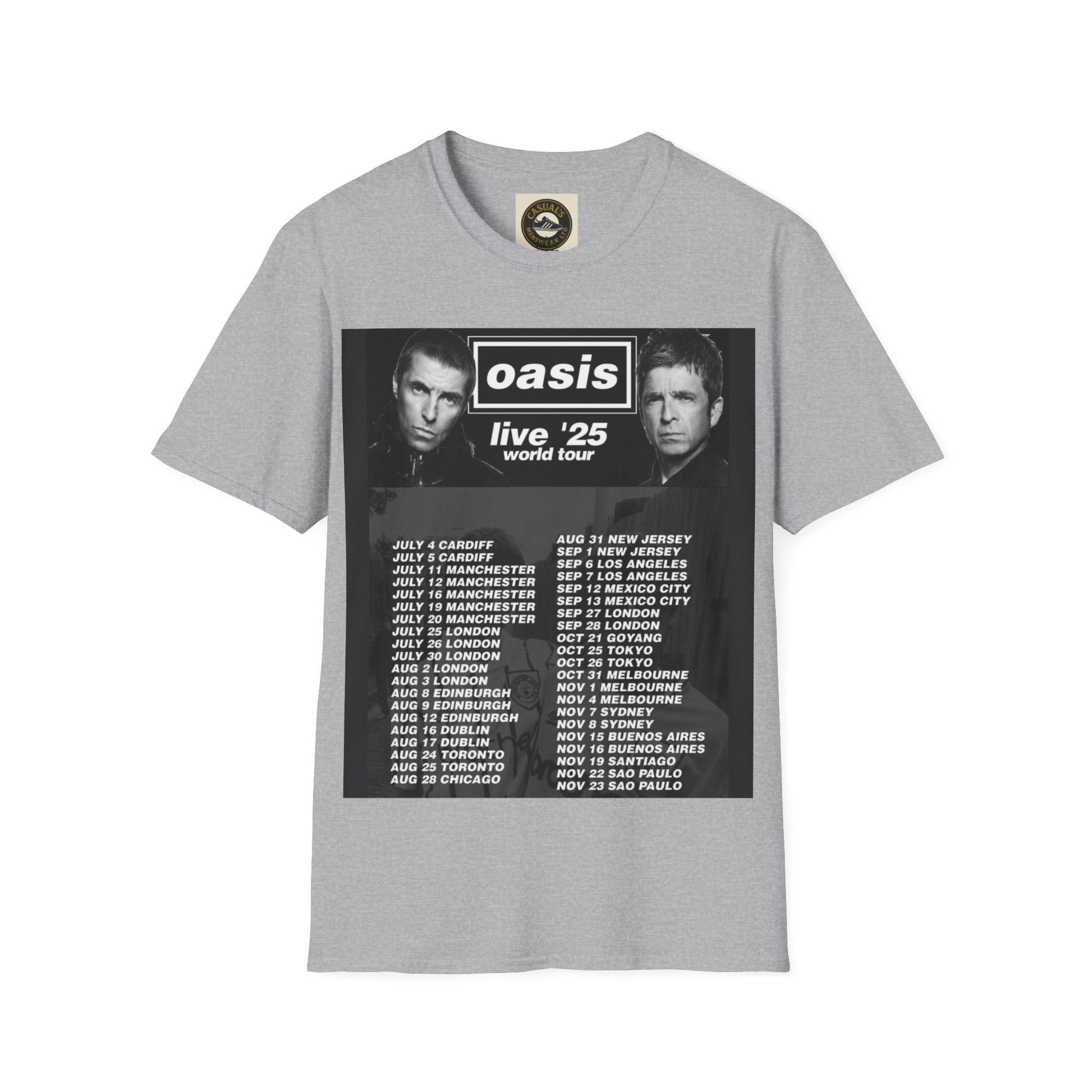 Oasis Live '25 Unisex Softstyle T-Shirt, Concert Shirt, Music Apparel, Vintage Band Tee, Gift for Fans, Rock & Roll Merchandise